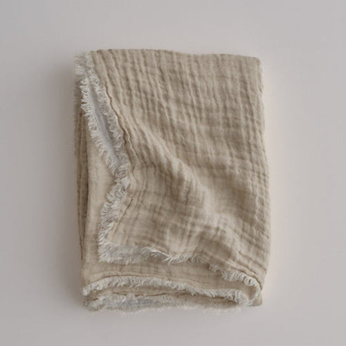 Crush Double Linen Throw Blanket in Ayrton/Sable