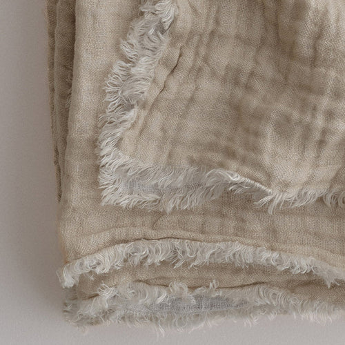 Crush Double Linen Throw Blanket in Ayrton/Sable