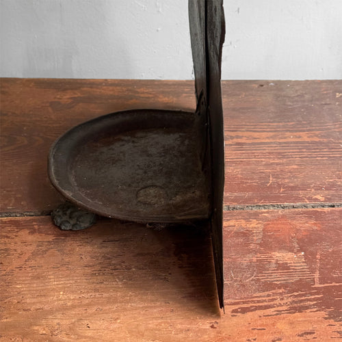Vintage Wrought Iron Fireplace Tool Holder with Painted Dog