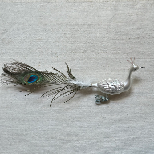Nostalgic White Peacock Clip-On Ornament