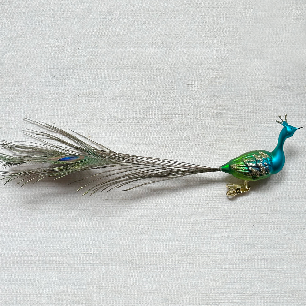Nostalgic Blue & Green Peacock Clip-On Ornament