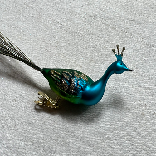 Nostalgic Blue & Green Peacock Clip-On Ornament