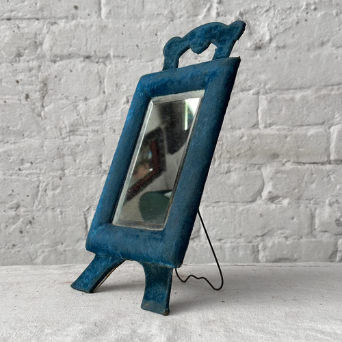 19th Century French Velvet Framed Mirror (SM04)