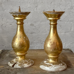 Pair of 19th-century Austrian Gilt Candlesticks (E)