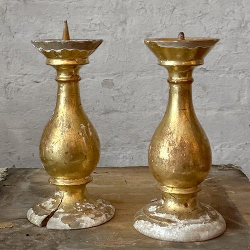 Pair of 19th-century Austrian Gilt Candlesticks (E)