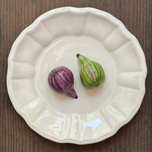 Trompe L'oeil Figs Plate with Fluted Rim
