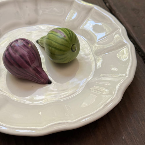 Trompe L'oeil Figs Plate with Fluted Rim