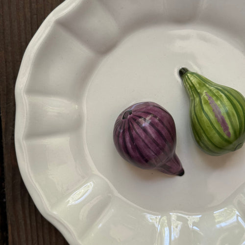 Trompe L'oeil Figs Plate with Fluted Rim