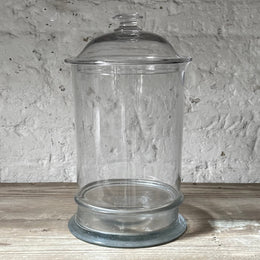 3 antique glass jars with lids 14¼