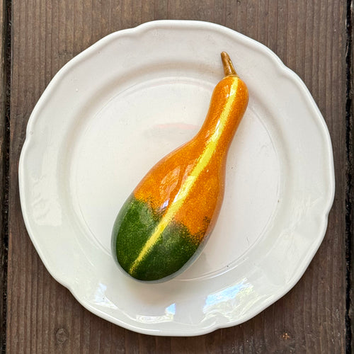 Trompe L'oeil Gourd Plate with Waved Rim