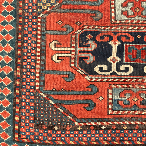 Custom Antique Kazak Rug Ottoman