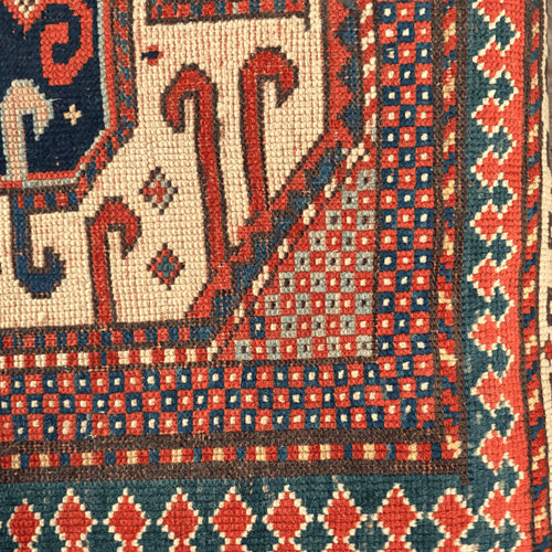 Custom Antique Kazak Rug Ottoman