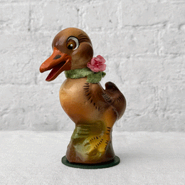 Ino Schaller Papier-Maché Duck with Pink Flower Necktie