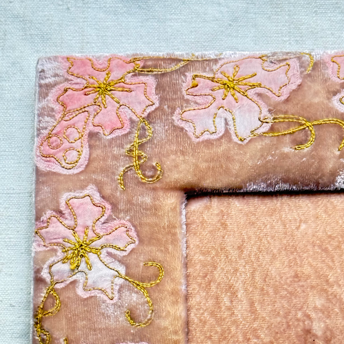 Azura Silk Velvet Embroidered Tabletop Frame in Pink Quartz