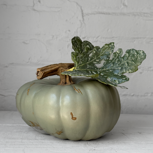 Large Porcelain Crown Prince Squash with Leaf