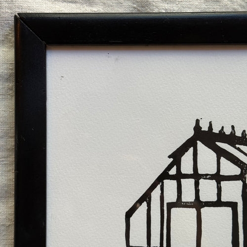 Hugo Guinness "Greenhouse" Linocut in a Vintage Frame