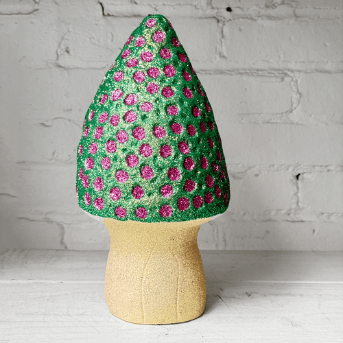 Glitter Morel Mushroom in Mink with Many Pink Dots