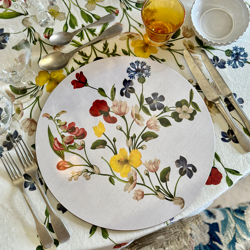 Summerill & Bishop x John Derian 'Wildflower' Round Cork-Backed Placemat in White