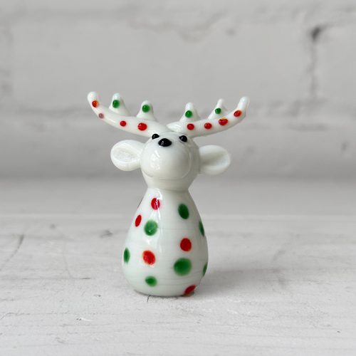 Glass Polkadot Reindeer Figurine