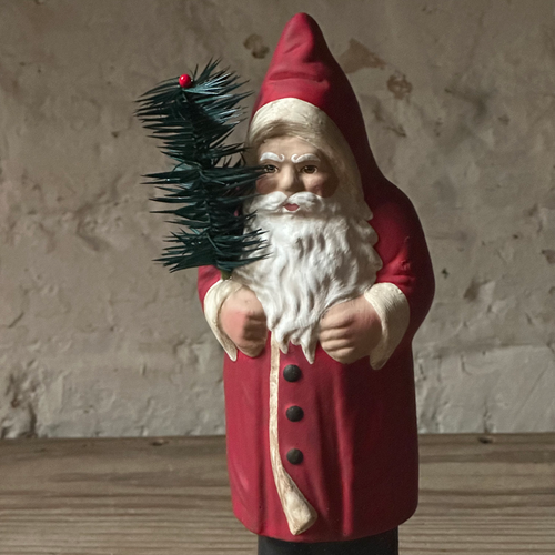 Papier-Mâché Santa with Old Finished Red Coat