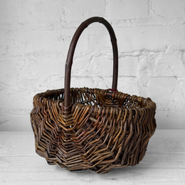 Woven Willow Wicker Basket in Dark Brown