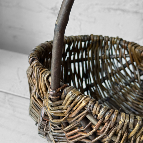 Woven Willow Wicker Basket in Dark Brown