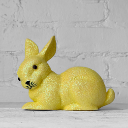 Ino Schaller Lying Glitter Bunny in Yellow with Tail