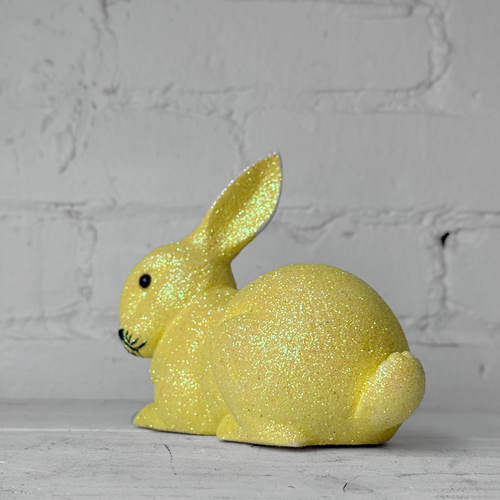 Ino Schaller Lying Glitter Bunny in Yellow with Tail