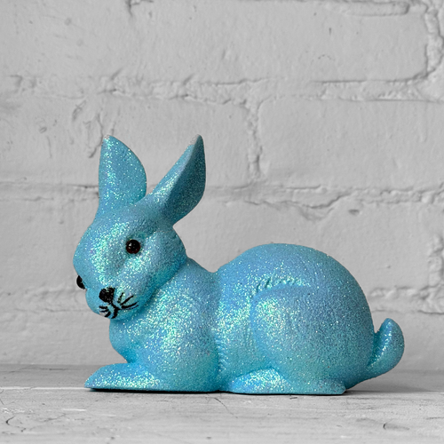 Ino Schaller Lying Glitter Bunny in Light Blue with Tail