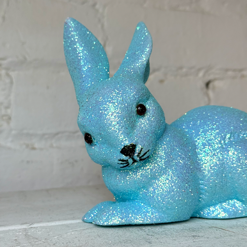 Ino Schaller Lying Glitter Bunny in Light Blue with Tail