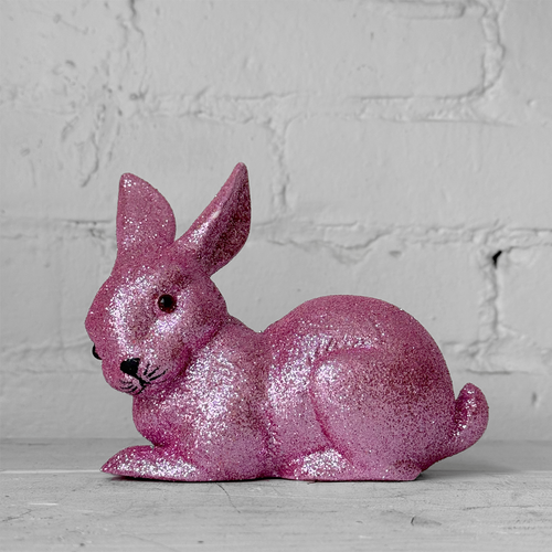 Ino Schaller Lying Glitter Bunny in Pink with Tail