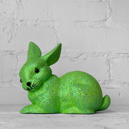 Ino Schaller Lying Glitter Bunny in Green with Tail