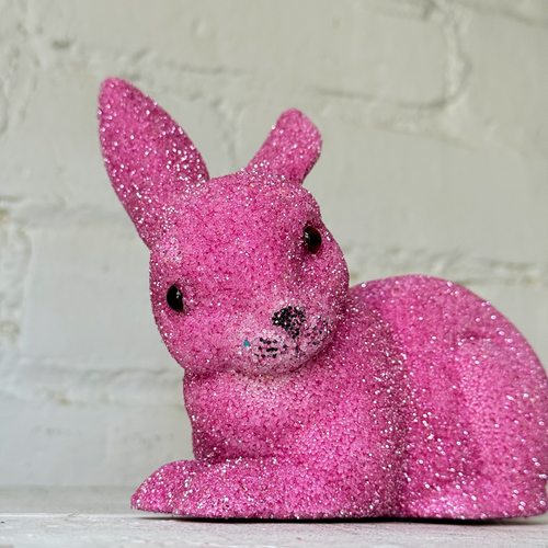 Ino Schaller Lying Beaded Glitter Bunny in Lilac with Tail