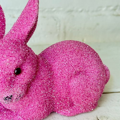 Ino Schaller Lying Beaded Glitter Bunny in Lilac with Tail