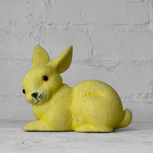 Ino Schaller Lying Beaded Glitter Bunny in Yellow with Tail