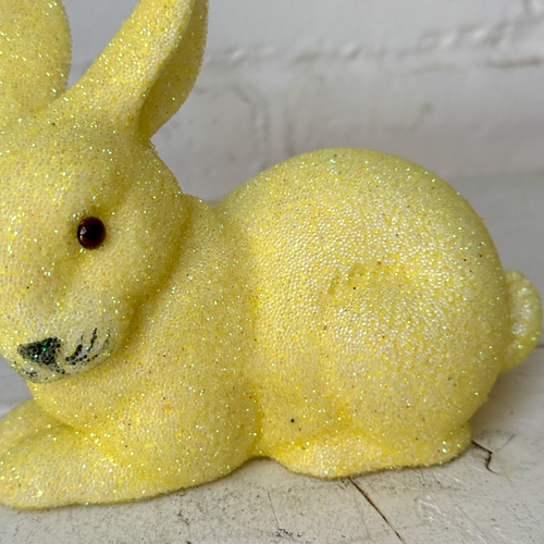 Ino Schaller Lying Beaded Glitter Bunny in Yellow with Tail