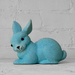 Ino Schaller Lying Beaded Glitter Bunny in Light Blue with Tail