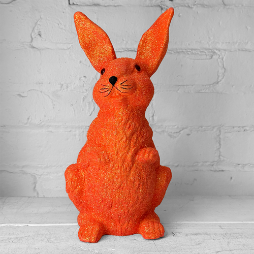 Ino Schaller Large Standing Glitter Bunny in Neon Orange