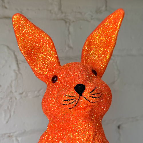 Ino Schaller Large Standing Glitter Bunny in Neon Orange