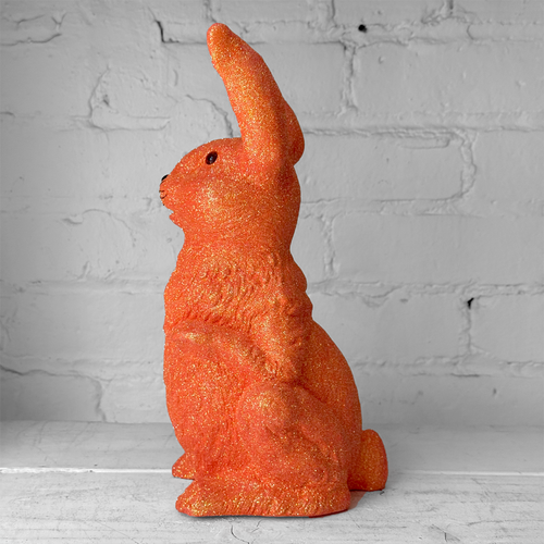 Ino Schaller Large Standing Glitter Bunny in Neon Orange