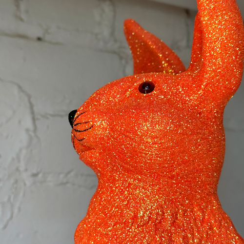 Ino Schaller Large Standing Glitter Bunny in Neon Orange