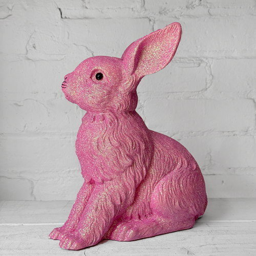 Ino Schaller Large Glitter Sitting Bunny in Rose