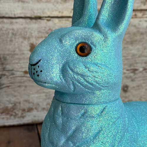 Ino Schaller Extra-Large Glitter Bunny Candy Container in Light Blue