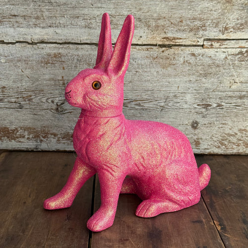 Ino Schaller Extra-Large Glitter Bunny Candy Container in Pink