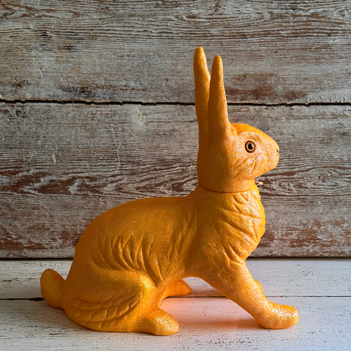 Ino Schaller Extra-Large Glitter Bunny Candy Container in Orange