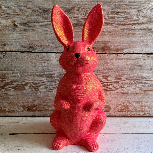 Ino Schaller Extra-Large Standing Glitter Bunny in Pink