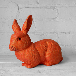 Ino Schaller Medium Lying Glitter Bunny in Hot Orange