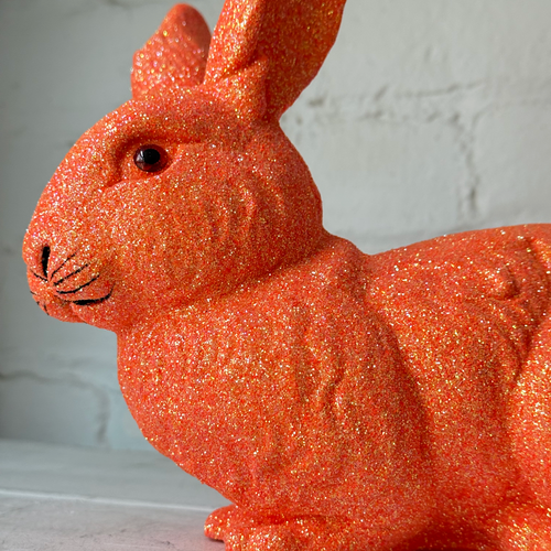 Ino Schaller Medium Lying Glitter Bunny in Hot Orange