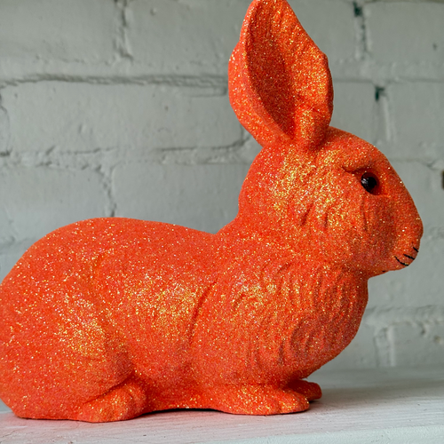 Ino Schaller Medium Lying Glitter Bunny in Hot Orange