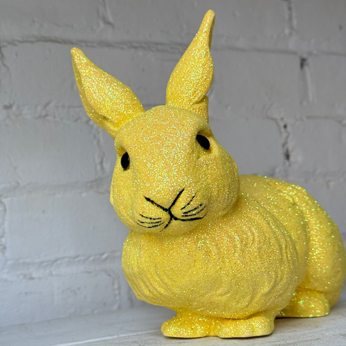 Ino Schaller Medium Lying Glitter Bunny in Yellow